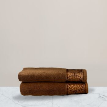 a stack of brown towels